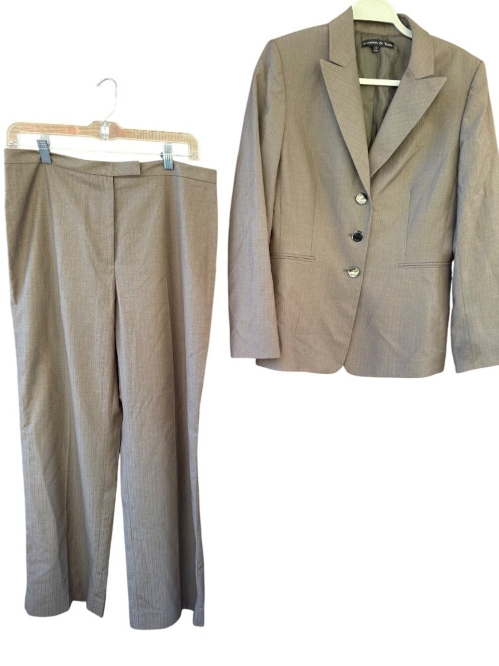 Preston & York Womens Gray Pant Suit Set Size 10 Blazer Pants Two Piece